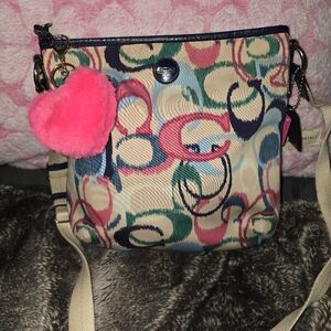 Vintage Coach Ikat Scribble Signature Crossbody Shoulder Strap Bag Purse